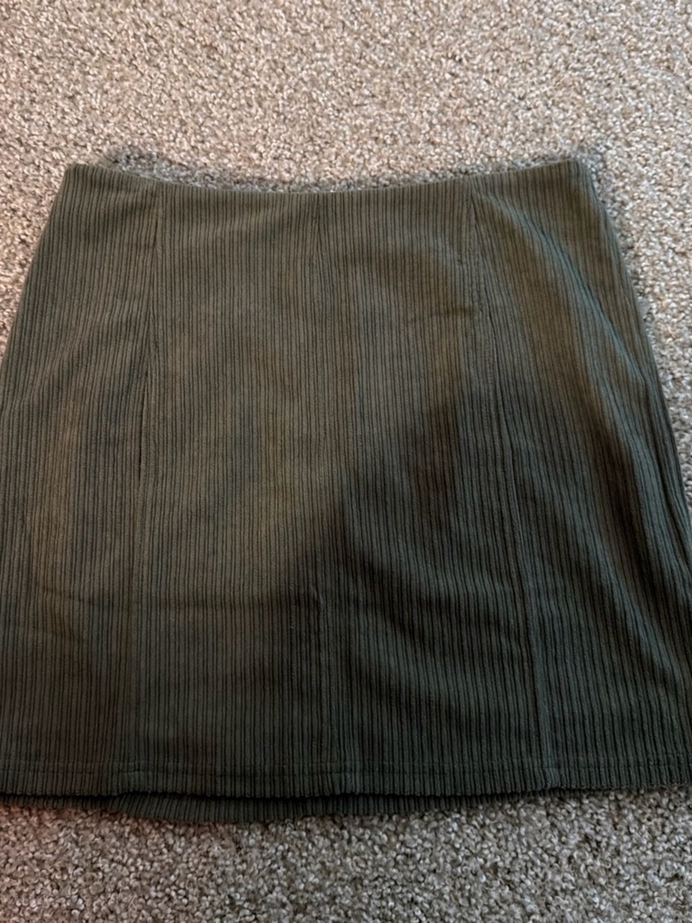 Hem & Thread Olive Green Ribbed Mini Skirt